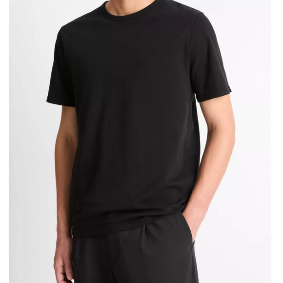 Vince • 100% Cotton Garment Dye Men's Short Sleeve Crew Washed Black T-Shirt • M - Picture 1 of 12